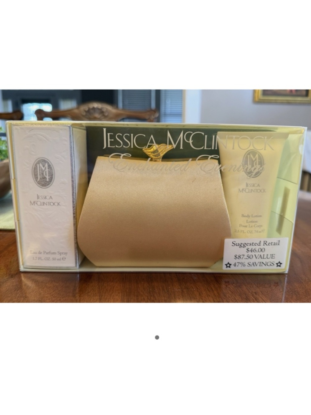 Jessica McClintock Enchanted Evenings Perfume, Lotion, Evening Bag Vintage NIB